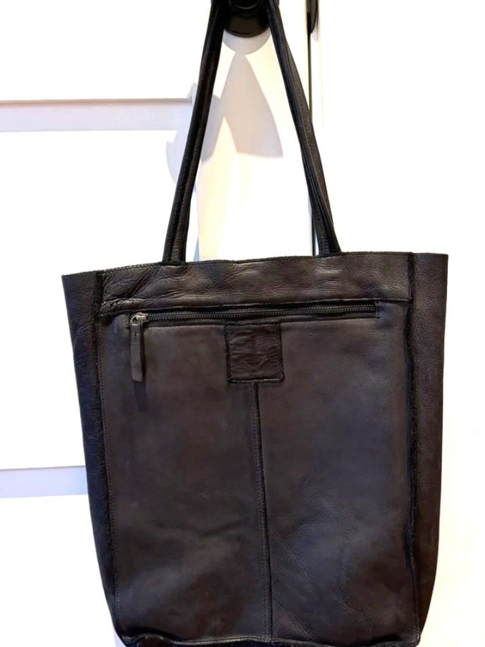 HARBOUR 2ND -  LEATHER TOTE ASH BLACK